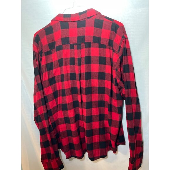 True Craft XXL Red & Black Buffalo Plaid Long Sleeve Button-Up Shirt 100% Cotton - Picture 2 of 8
